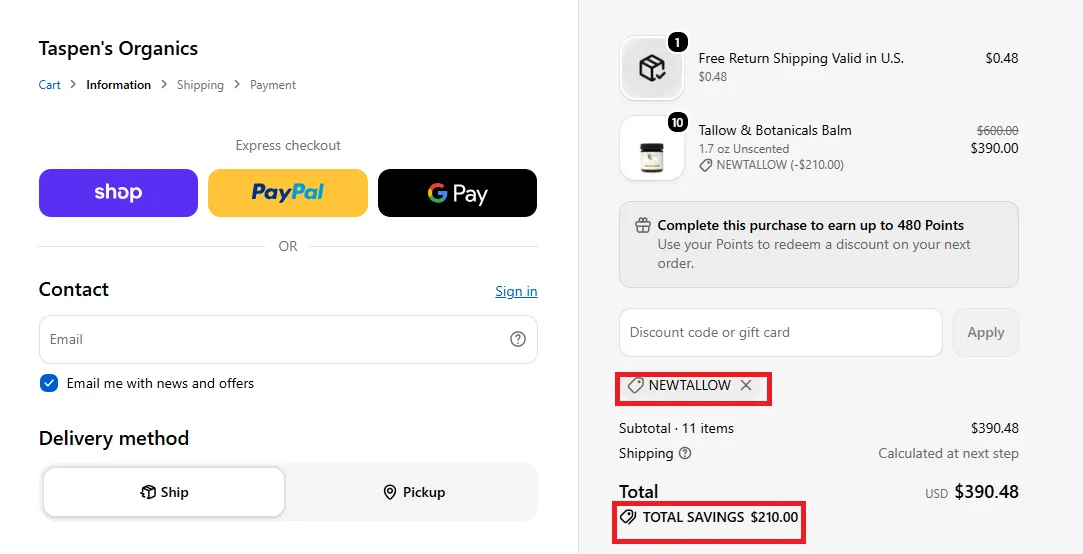 Taspens 35% off coupon code